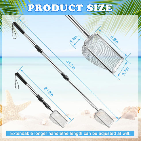 2 POILKMNI New Upgraded Pcs Shark Tooth Sifter with Seashell Bags, Beach Sand Sifter, Sand Scoop Shell Scooper