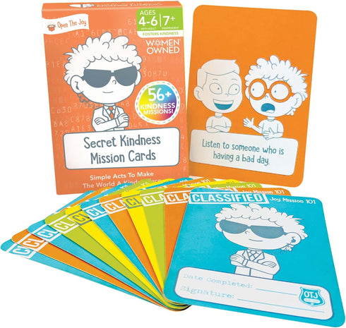 Open The Joy Kindness Cards for Kids, 56 Secret Missions for Little Secret Agents, Boosting Empathy and Social Skills