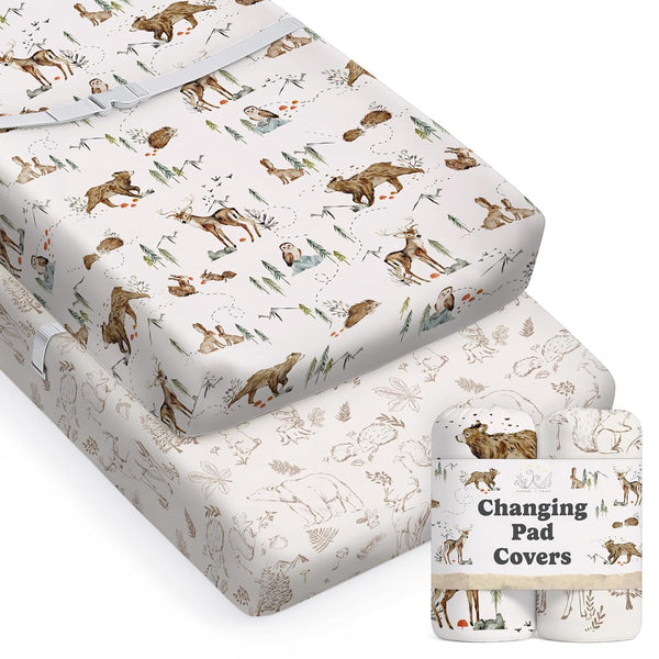 Baby Changing Pad Cover 2-Pack for Boys, Girls (Magic Forest) - Premium