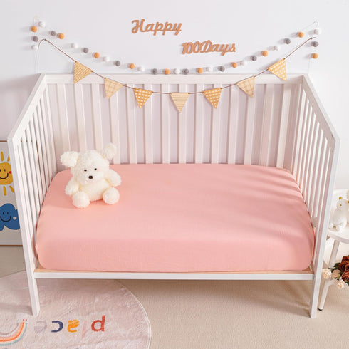 2 Pack 24x38 24x38 Inches NTBAY Muslin Cotton Mini Crib Sheets, Soft and Breathable Double Layer Baby Crib Sheets