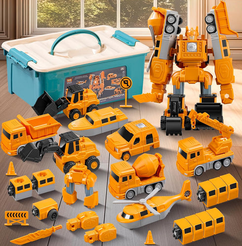 Magnetic Transform Engineering Car Assembled Toys with Storage Box, Robot Magnetic Blocks
