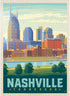 MyPuzzle Nashville Skyline Vintage Poster: Summer On The Riverfront, Premium 1000 Piece Jigsaw Puzzle for Adults
