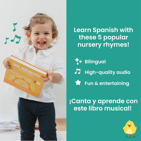 13, Binibi Sol Solecito Bilingual Musical Sound Book for Toddlers Spanish Nursery Rhymes & Play Songs, Interactive