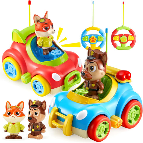 lalalark JOVA 2 Pack Remote Control Car for Toddlers, RC Cars with Cartoon