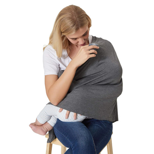 NeoTech Care Baby Nursing Cover Breastfeeding Scarf, Soft Fabric in Gray