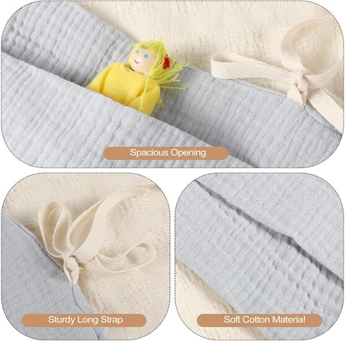 GEEHUA 2 Cotton Baby Bedside Hanging Storage Bag, Pockets Cotton Bedside Hanging Bags Baby Bed Organizer Crib Organizer