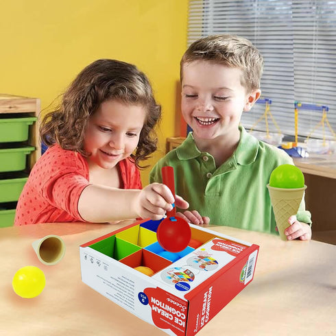 Ice Cream Toy Set (9 Pcs) - Multi Color Pretend Play Ice Cream Maker for Toddlers, Dramatic Shop Fun