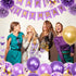 Ouddy Party Purple Birthday Decorations for Women Girls, Butterfly Hanging Garland, Happy Birthday Banner, Purple Gold