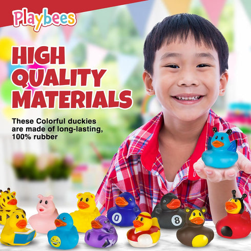 12 Pack Summer Playbees Rubber Ducks in Bulk Assortment Duckies Kids Baby Bath Shower Toys Jeep Ducking Floater Beach