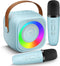 Pxzvd Mini Karaoke Machine, Portable Bluetooth Speaker with 2 Wireless Microphones for Kids