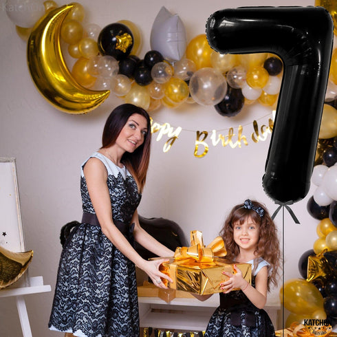 KatchOn Black 40 Inch Giant Number 7 Balloon for Birthday Decorations for 7 Year Old Boys & Girls