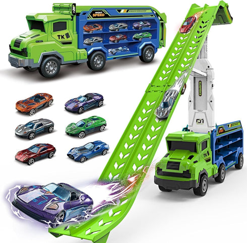 Toddler Car Truck Toys,Car Carrier Truck Toys for Kids Age 3-5 4-8,Foldable