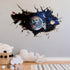 3D Planet Galaxy Astronaut Wall Stickers, DILIBRA Removable Spacecraft View Decals for Kids Room Decor