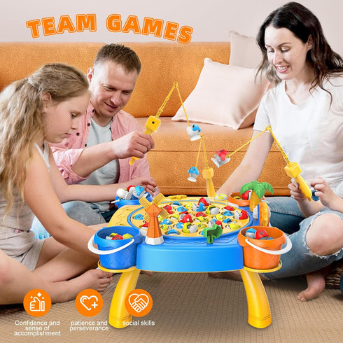 3 4 5 3-4, 45 4 Awsoo Fishing Game Toys for Year Old Boy, Toddler Toys Age Fishes and Fishing Poles Rotating Board Game