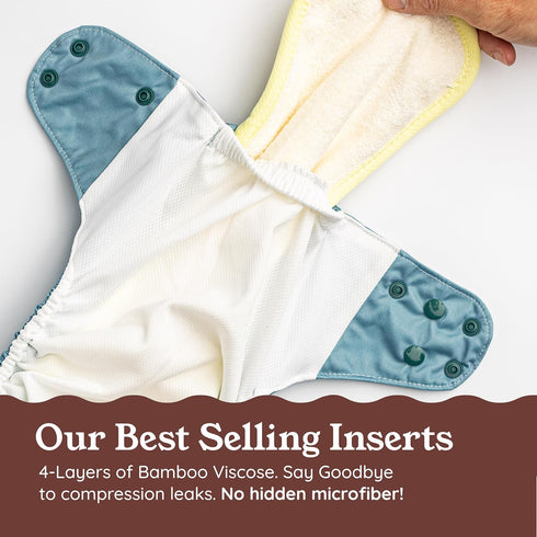 7-60lbs, 3 Pack, Kinder Cloth Diapers Reusable Baby Diapers Pocket Style Athletic Wicking Jersey, Bamboo Viscose