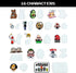 Video Game Themed Custom Vinyl Die-Cut Sticker Pack, Adhesive Decals for Laptop, Water Bottle, Journal, Phone (64 Pack)