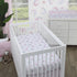 Little Love by NoJo Sloth Fitted Crib Sheet - Tropical Garden Design in Pink, Grey, and White