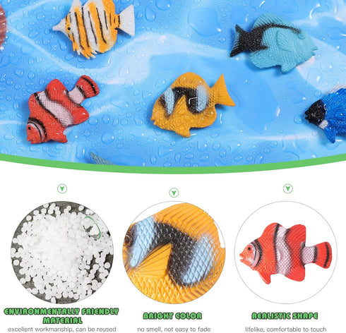 12PCS Tropical Fish Toys, Educational Ocean Animal Figures Set, Miniature Toys for Boys and Girls, Themed Party Favor