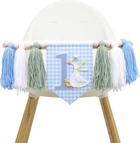 Agkvw One Funny Goose High Chair Banner for Boys - Goose Theme 1st