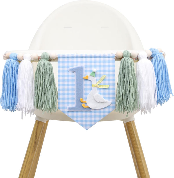 Agkvw One Funny Goose High Chair Banner for Boys - Goose Theme 1st