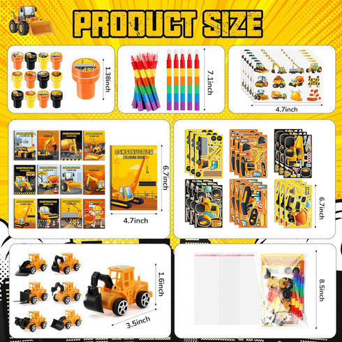 84Pcs Set BenLouis Construction Party Favors Excavator Theme Coloring Books Crayons Sticker Bulk for Kids Construction