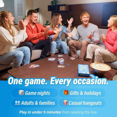 1200 Super Trivia Game for Adults with Questions - Fun Board Game for Adults - Family Road Trip Travel Game for the