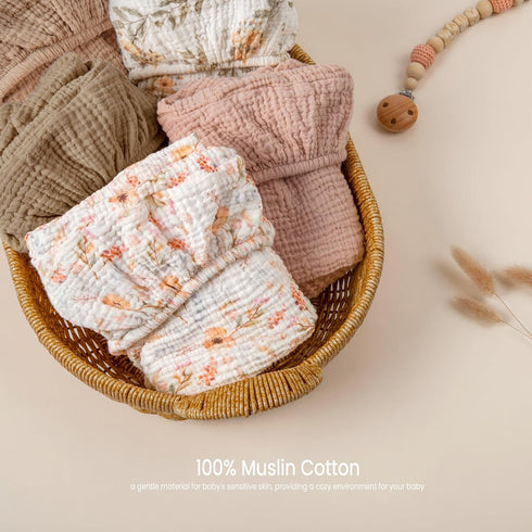 lulumoon Baby Bassinet Sheets Muslin: Cotton Bedside Bassinet Sheets Forest for Boys - Fitted for Bedside Sleeper