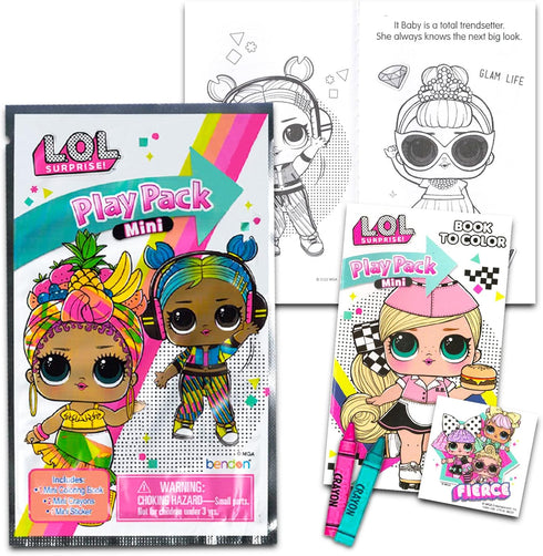 Mini Party Favor Set for Kids - 24 Grab n Go Play Packs with Coloring Pages & Stickers (Birthday Supplies)