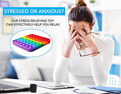Push Pop Bubble Fidget Sensory Toy - for Autism, Stress, Anxiety Relief for Kids and Adults - Rainbow Square