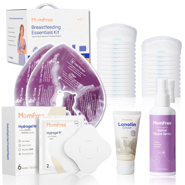 Breastfeeding Essentials Kit for Nursing Moms Nipple Relief, 60 Piece Gift Set