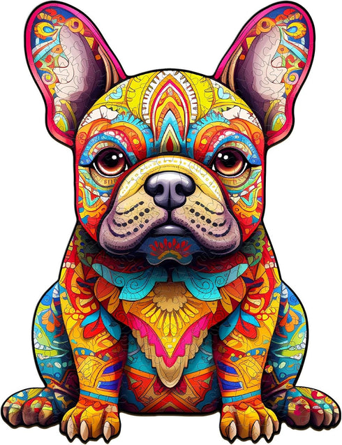 Wooden Puzzles for Adults and Kids, French Bulldog (L-240pcs) Unique Shaped Animal Jigsaw Puzzles, 13.7*10.5in