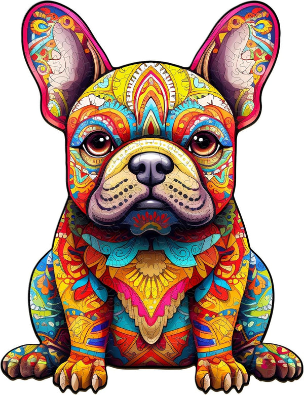 Wooden Puzzles for Adults and Kids, French Bulldog (L-240pcs) Unique Shaped Animal Jigsaw Puzzles, 13.7*10.5in