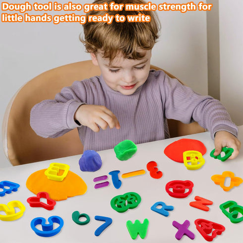Set Dough Tool with Dough Alphabet Cutters,Numbers Cutters,Mathematical Symbols,Great Dough Tools for Learning Letters