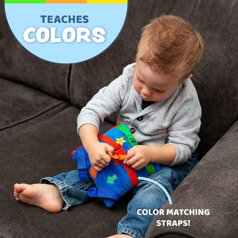 Buckle Toys - Boomer Square - Learning Activity Toddler Plane Travel Essential Toy - Develop Motor Skills and Problem