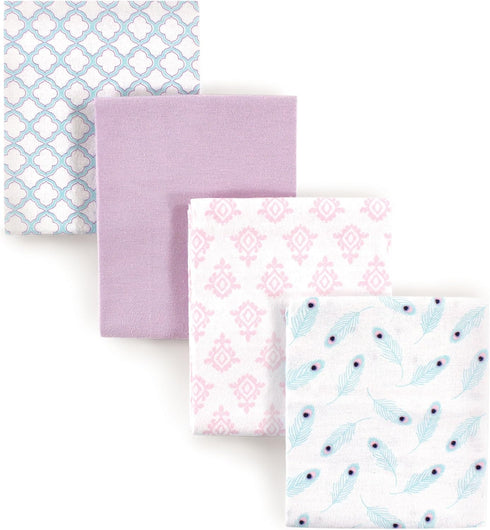 Hudson Baby Unisex Cotton Flannel Receiving Blankets, Peacock, One Size