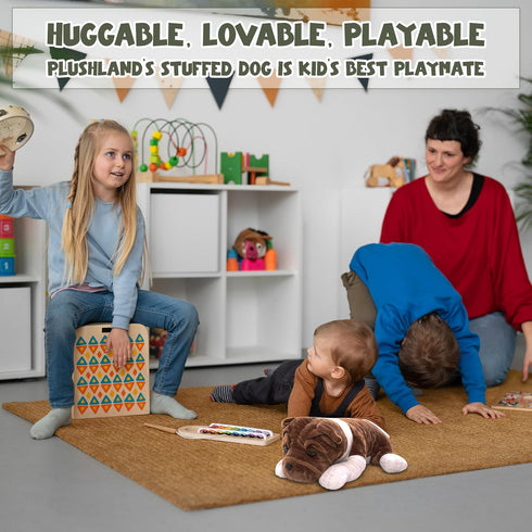 10") Plushland Realistic Stuffed Animal Toys Puppy Dog, Holiday Plush Figures for Kids, Babies to Play with (Bulldog