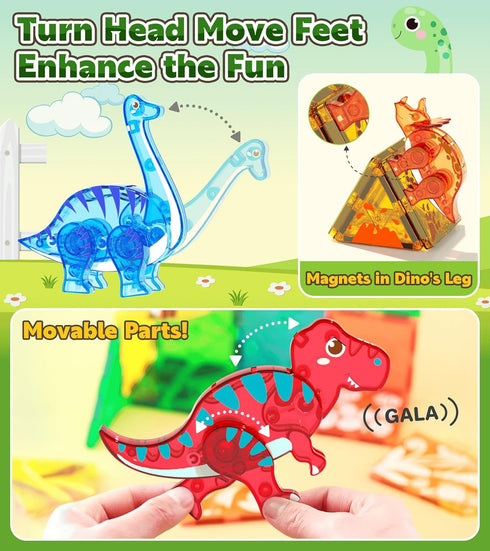 3-5 4-8 8-12 5-7 Magnetic Tiles Dinosaurs Magnet Building Blocks Toys for Kids Ages Creative Animals Educational Stack