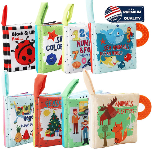0-3-6-12-18 6 12 1-2 Girls,8 Baby Books Toys Gifts, Touch and Feel Cloth Crinkle Books for Babies,Infant Toddler Baby