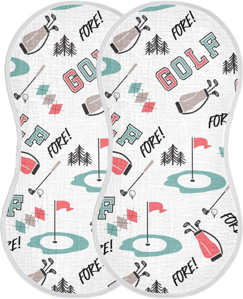 Mazeann Golfer Golf Sports Burp Cloths Baby Boys Girls Absorbent Soft Cotton Burping