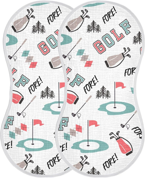 Mazeann Golfer Golf Sports Burp Cloths Baby Boys Girls Absorbent Soft Cotton Burping