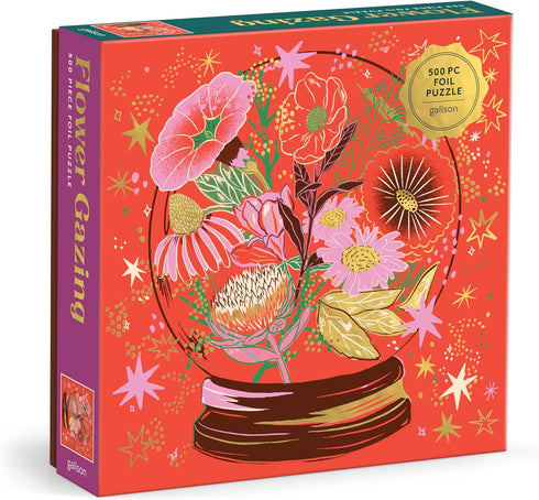 Galison 500 Piece Foil Jigsaw Puzzle - Crystal Flower Ball - Beautiful Artwork of Blooms