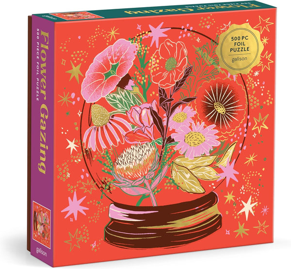 Galison 500 Piece Foil Jigsaw Puzzle - Crystal Flower Ball - Beautiful Artwork of Blooms