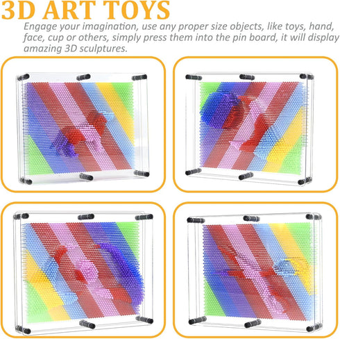 Extra Large 3D Pin Art Toy Board Game for Ages 5-7, Rainbow Sensory Fidget Toys for Kids