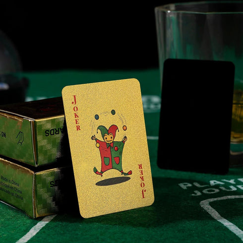 Mini Playing Cards, 2 Deck Cool Gold Poker Cards, Miniature Waterproof Foil Poker Cards for Teens and Adults