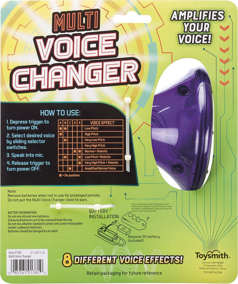 Toysmith Tech Gear Multi Voice Changer Megaphone Toy with 8 Voice Effects and LED Lights, Ages 5+