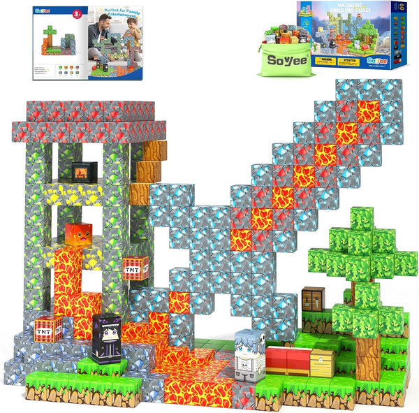 Soyee Magnetic Blocks - Build Mine Magnet World Forest Mine Set Magnet