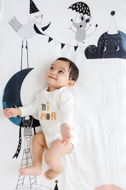 100% (52 28 inches) Rookie Humans Cotton Sateen Fitted Crib Sheet: The Moons Birthday. Modern Nursery, Use as a Photo