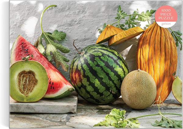 Galison Melons from The Vine - 1000 Piece Puzzle - Mediterranean Still Life of Summer Melons