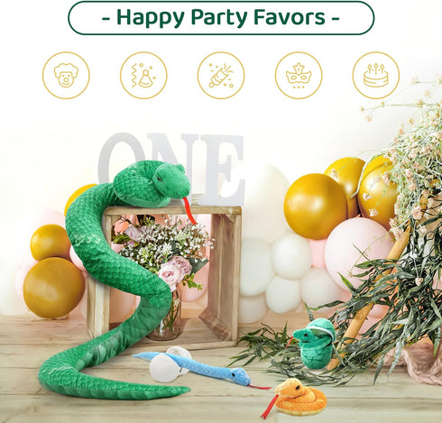 Mommy 3 5 7 8 12,Long MorisMos Giant Snake Stuffed Animal with Babies & Eggs,Realistic Stuffed Snake Plush Toys for Kid