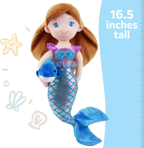 16" June Garden Atlantic Wonders Series - Mermaid Princess Nerida Oceanwhisper - Soft Plush Stuffed Mermaid Doll Gift